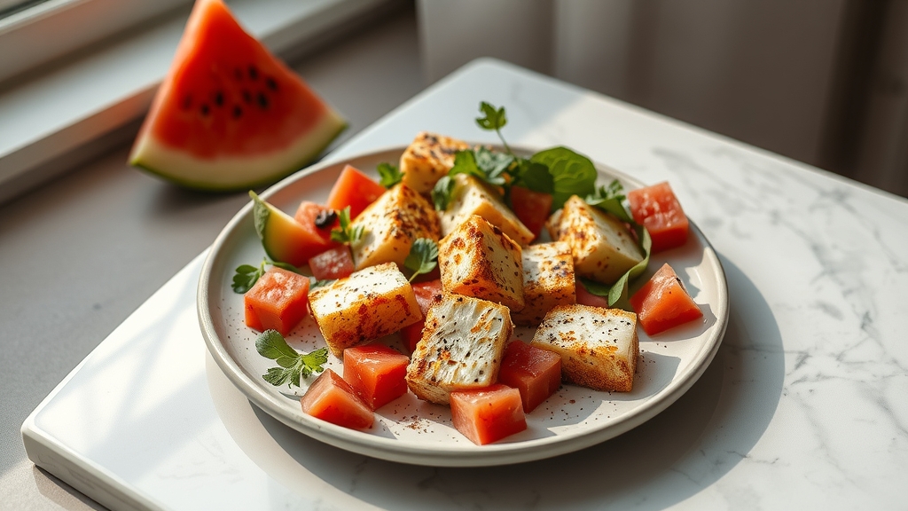 Crispy Halloumi and Watermelon Salad