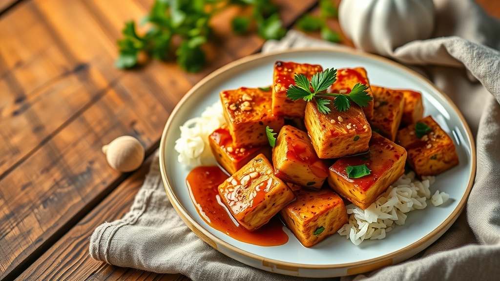 Crispy Sesame Tofu with Chili Garlic Sauce