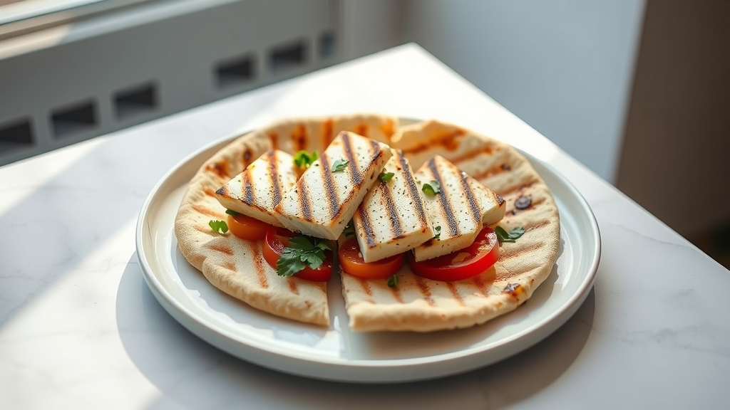Grilled Halloumi and Vegetable Flatbread