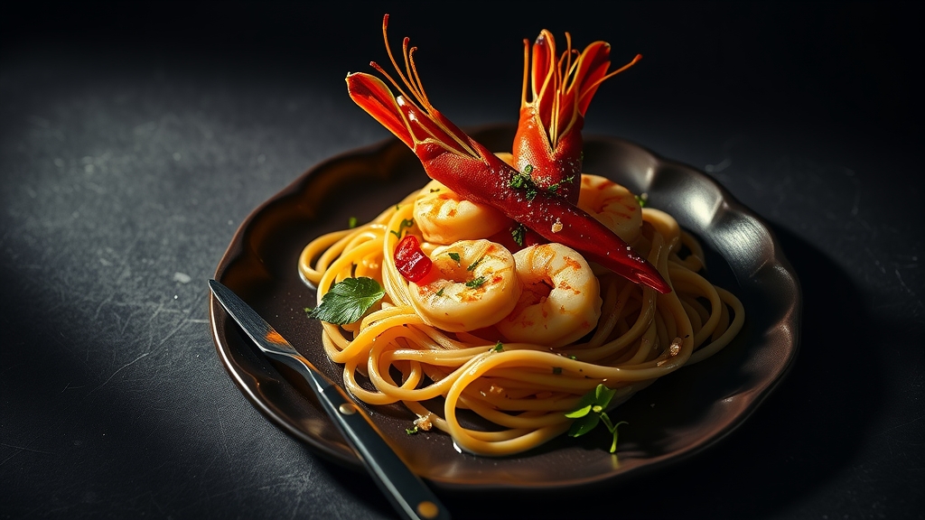 Prawn Linguine with Garlic and Chili
