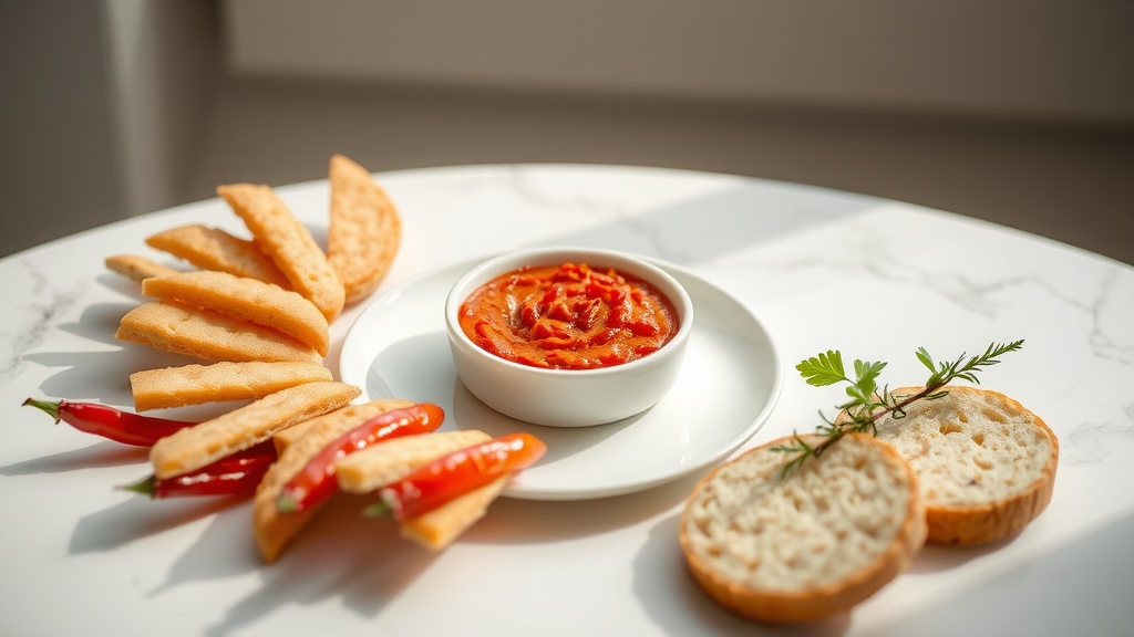 Roasted Red Pepper and Walnut Dip Mezze Plate