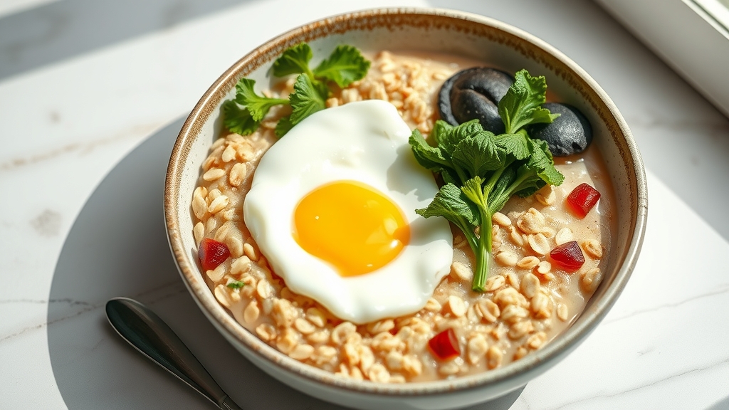 Savory Oat Bowl with Soft Egg and Greens