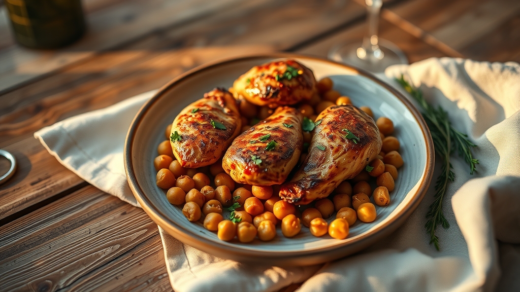 Sheet Pan Harissa Chicken with Chickpeas