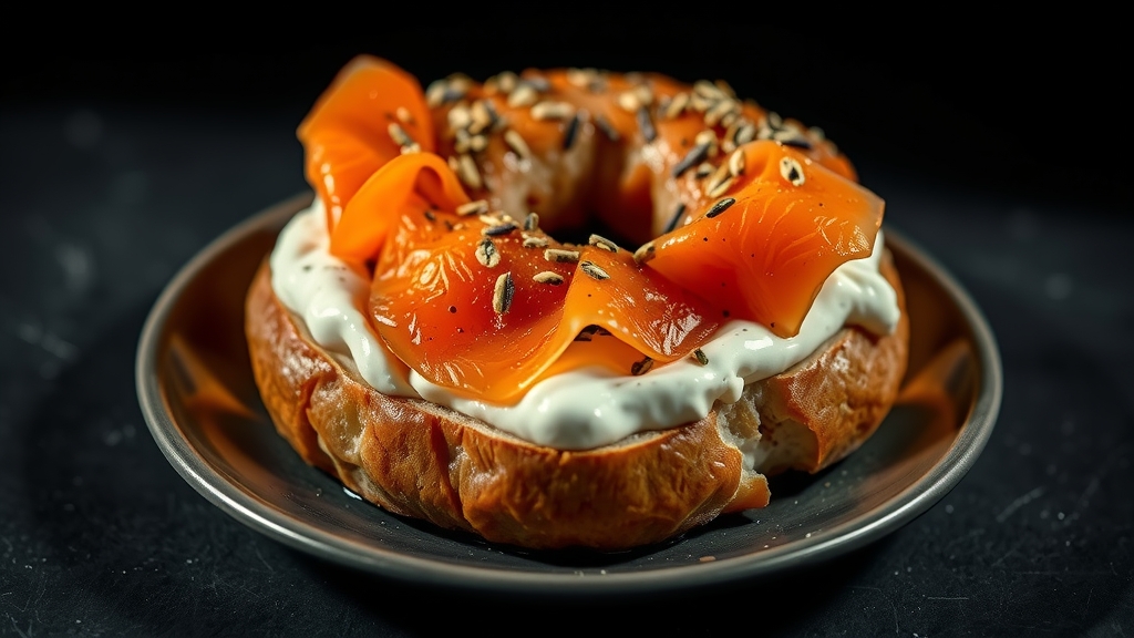 Smoked Salmon Bagel with Everything Cream Cheese