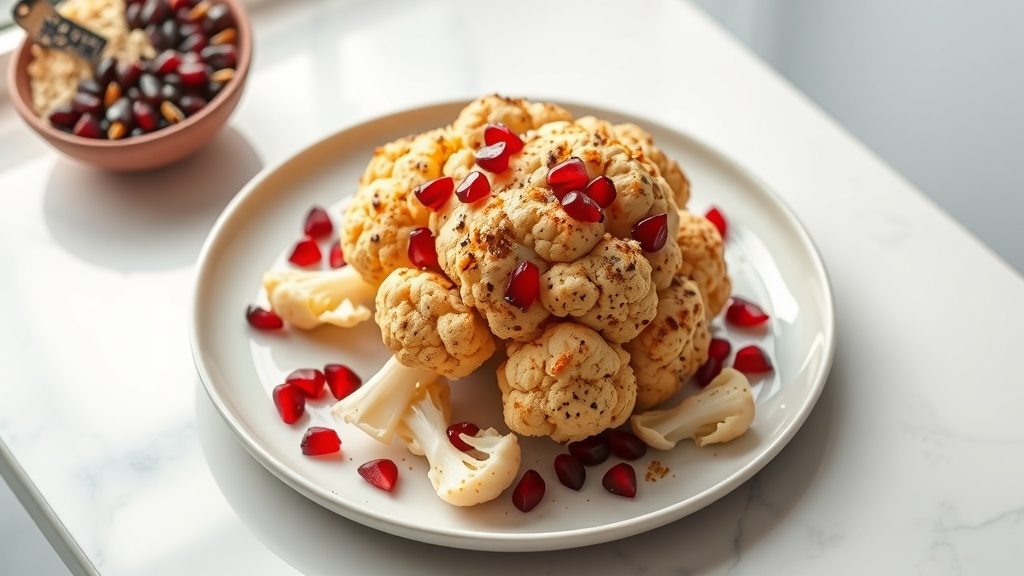 Whole Roasted Cauliflower with Tahini and Pomegranate
